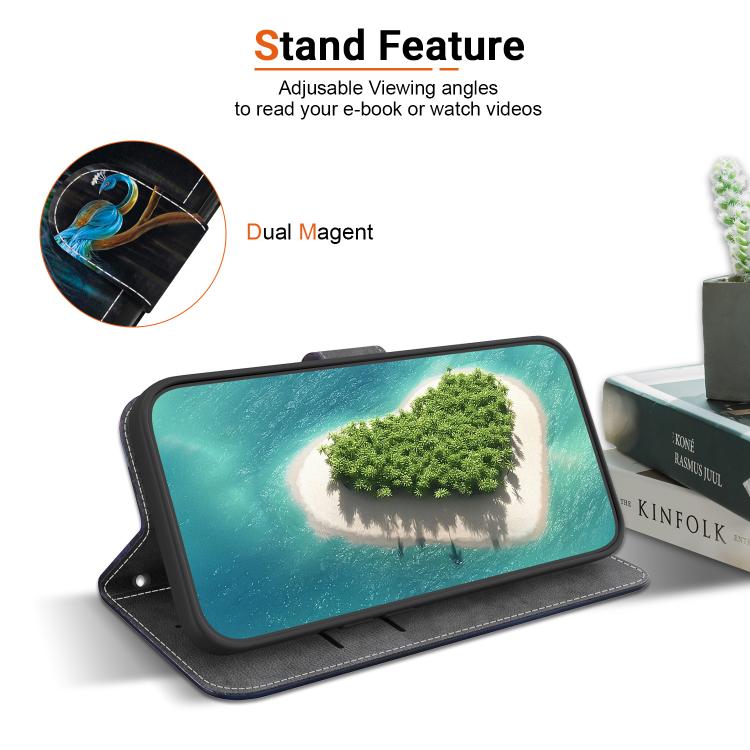 Funda de Cuero LG K61 con Dibujo de Colores y Textura de Cristal (Pavo Real)
