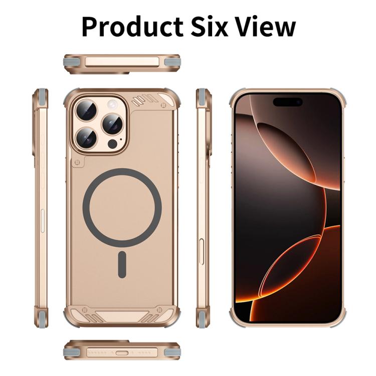 Estuche para Teléfono R-Just RJ63 con Aroma Mecha y Magsafe sin Marco para iPhone 16 Plus (Dorado del Desierto)
