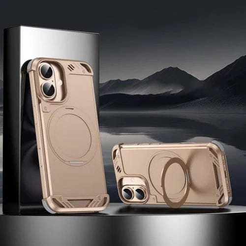 Estuche para Teléfono R-Just RJ63-1 con Soporte Magsafe sin Marco para iPhone 16 (Dorado del Desierto)