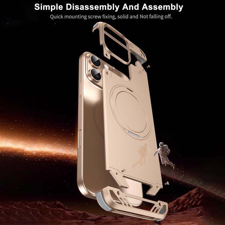 Estuche para teléfono R-Just RJ63-1 con soporte Magsafe sin marco para iPhone 15 Pro Max (Dorado del Desierto)