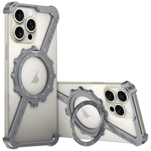 Funda para Teléfono Metal iPhone 15 Pro Magsafe Soporte 360 sin Marco (Gris Espacial)