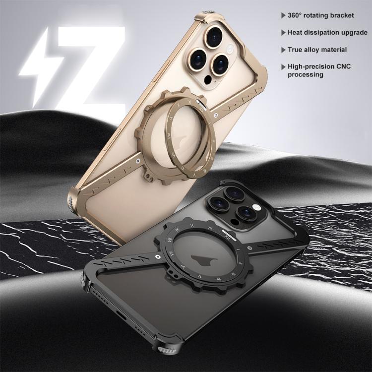 Funda para Teléfono Metal iPhone 14 Magsafe Soporte 360 Forma de Z (Dorado del Desierto)
