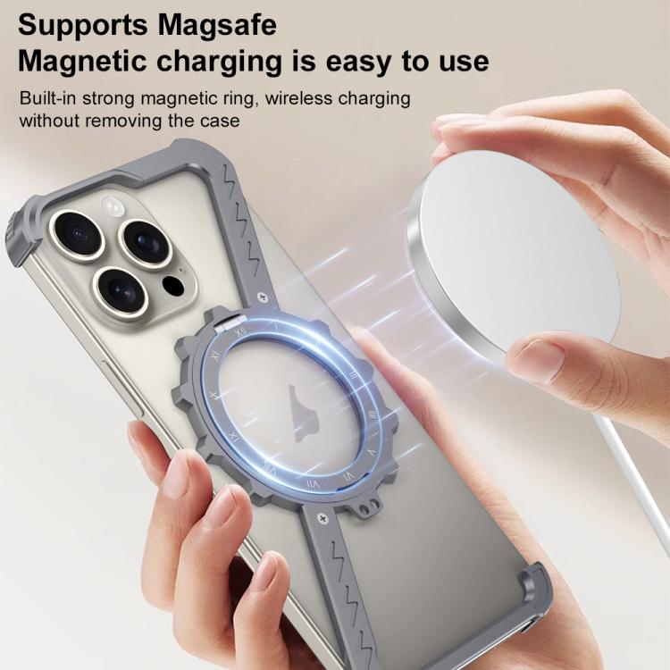 Funda para Teléfono Metal iPhone 14 Magsafe Soporte 360 Forma de Z (Dorado del Desierto)