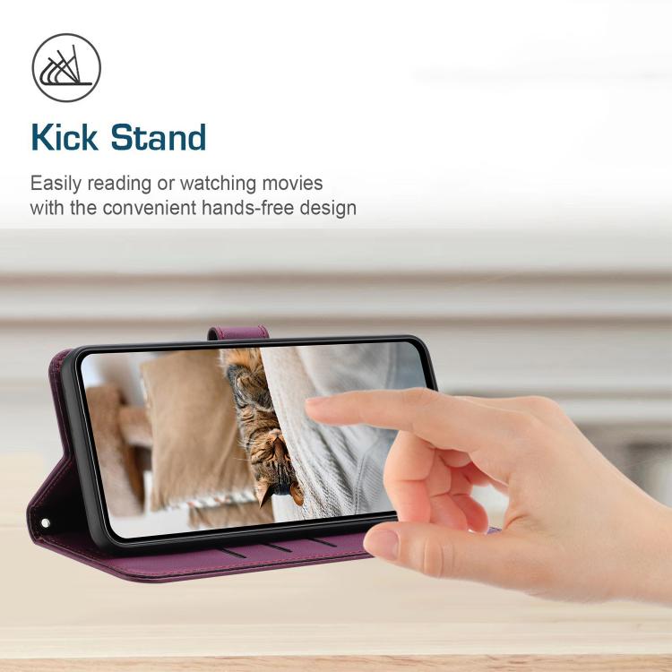 Funda de Cuero para Sharp Aquos Wish4 Sh-52E con Diseño de Gatito y Cordón (Rojo Vino)
