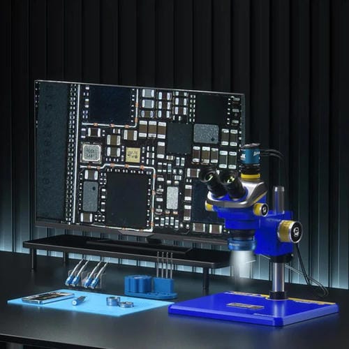 Stereo-Trinokular-Mikroskop Mechanic Mic3 7X-50X Ctv 0,45X mit 4K Pro Kamera