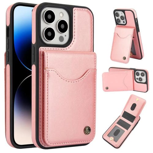 Funda para iPhone 14 Pro Awquer Cuero Tapa Vertical Tarjetas Soporte (Oro Rosa)