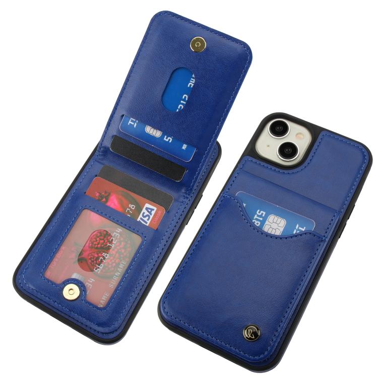 Funda para iPhone 12/12 Pro Awquer Cuero Tapa Vertical Tarjetas Soporte (Azul)