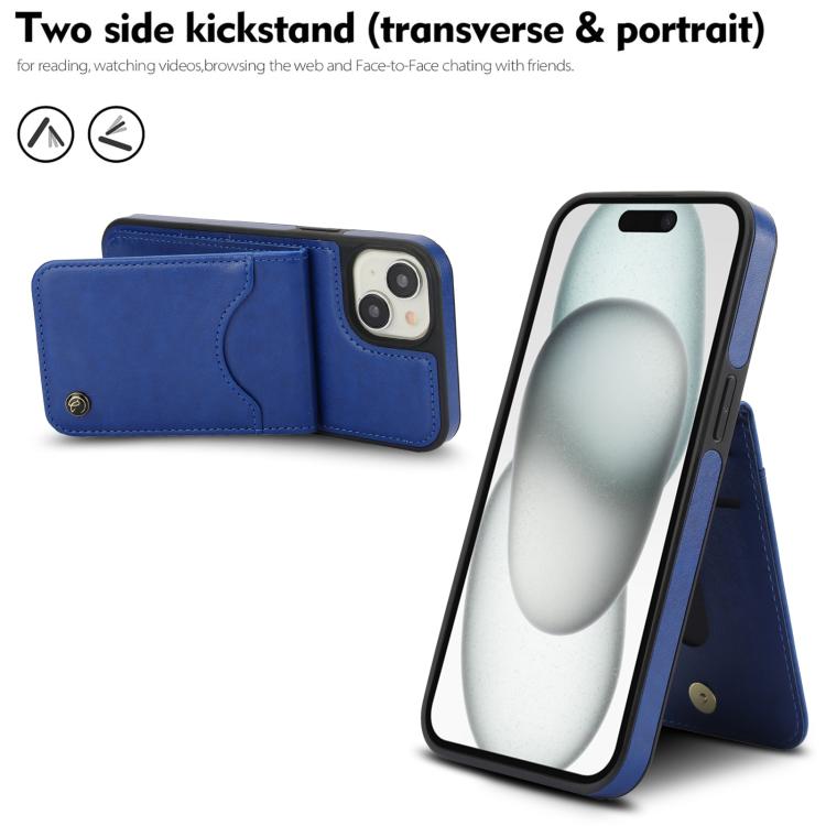 Funda para iPhone 12/12 Pro Awquer Cuero Tapa Vertical Tarjetas Soporte (Azul)