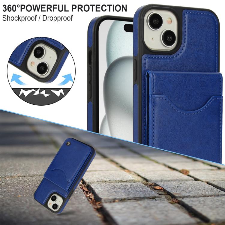 Funda para iPhone 12/12 Pro Awquer Cuero Tapa Vertical Tarjetas Soporte (Azul)