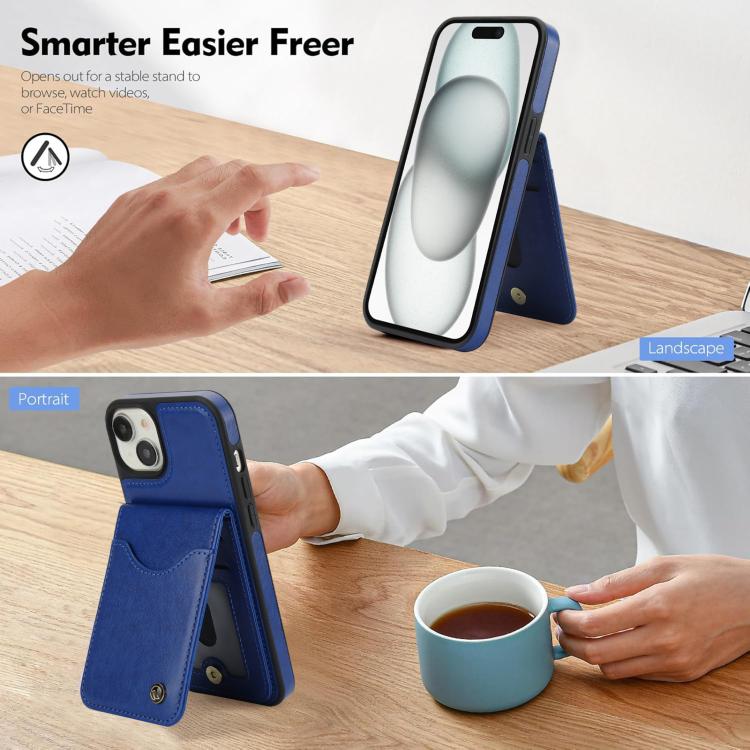 Funda para iPhone 12/12 Pro Awquer Cuero Tapa Vertical Tarjetas Soporte (Azul)