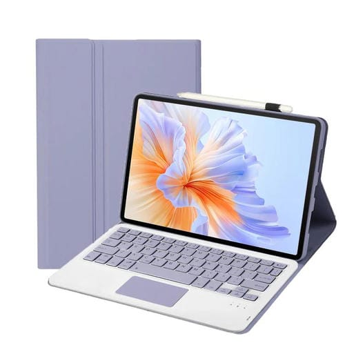 Funda de Cuero para Tableta Honor Pad V9 Ah27-A con Teclado Bluetooth Desmontable y Panel Táctil (Blanco Lavanda)