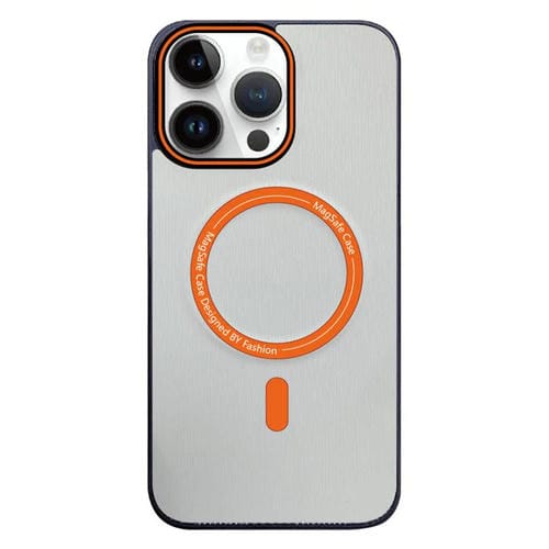 Funda para Teléfono Apple iPhone 15 Pro Max Textura Madera Imitación Magsafe (Gris Titanio)