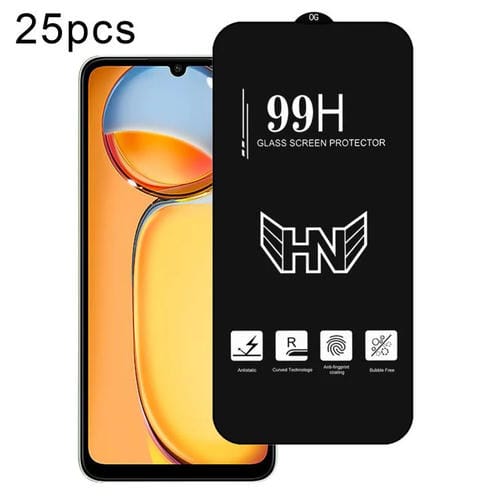 Para Redmi 13C 4G 25 Piezas de Película de Vidrio Templado de Pantalla Completa de Arco Grande de Aluminio Alto