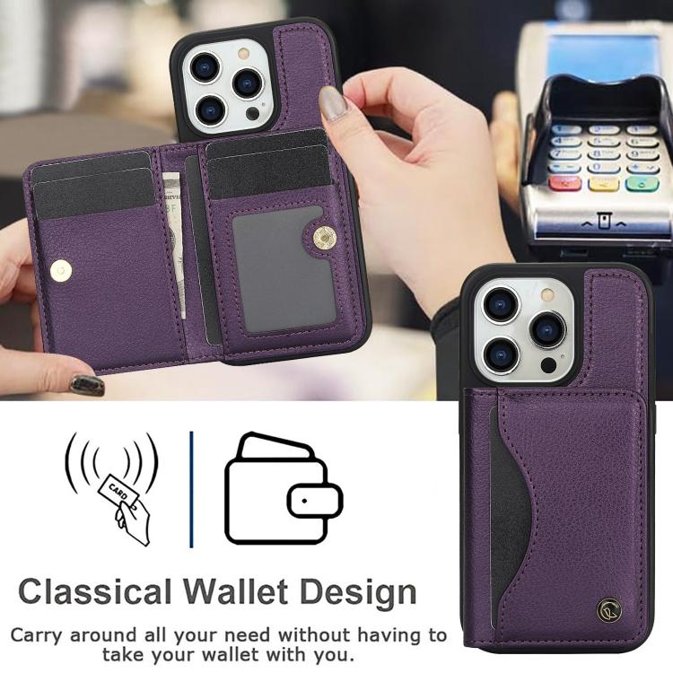 Funda para iPhone 12 Pro Max Awquer Cuero Tapa Horizontal Tarjetas Soporte (Morado Oscuro)