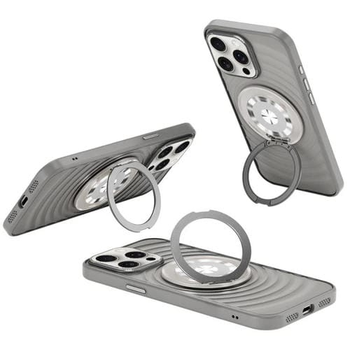 Funda para Teléfono iPhone 15 Pro Max con Soporte Magsafe y Diseño de Ondas (Gris Titanio)