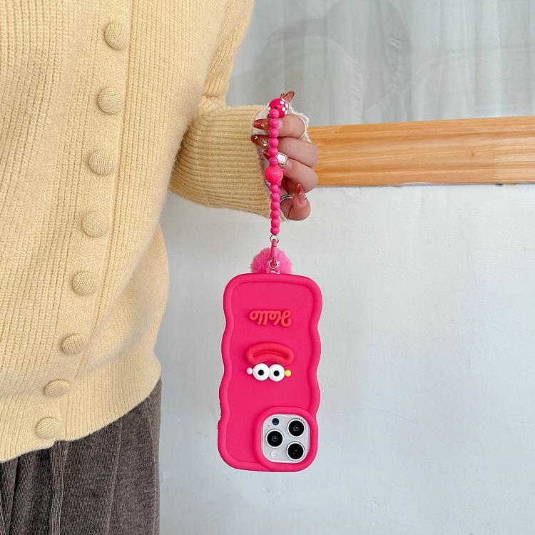 Funda TPU iPhone 11 Pro Max Boca de Salchicha Cadena de Cuentas (Rosa)