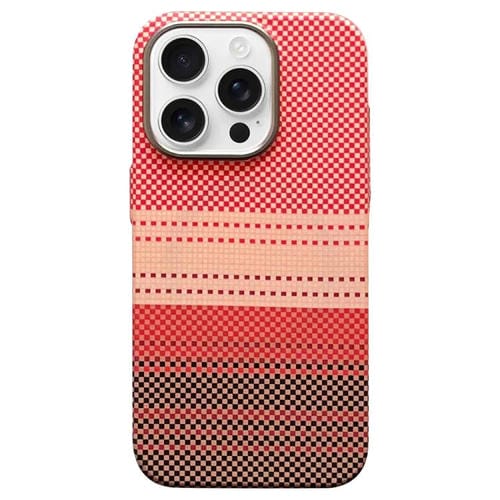 Estuche para Teléfono iPhone 15 Pro Max Marco Protección Lente Metal Magsafe (Naranja Atardecer)