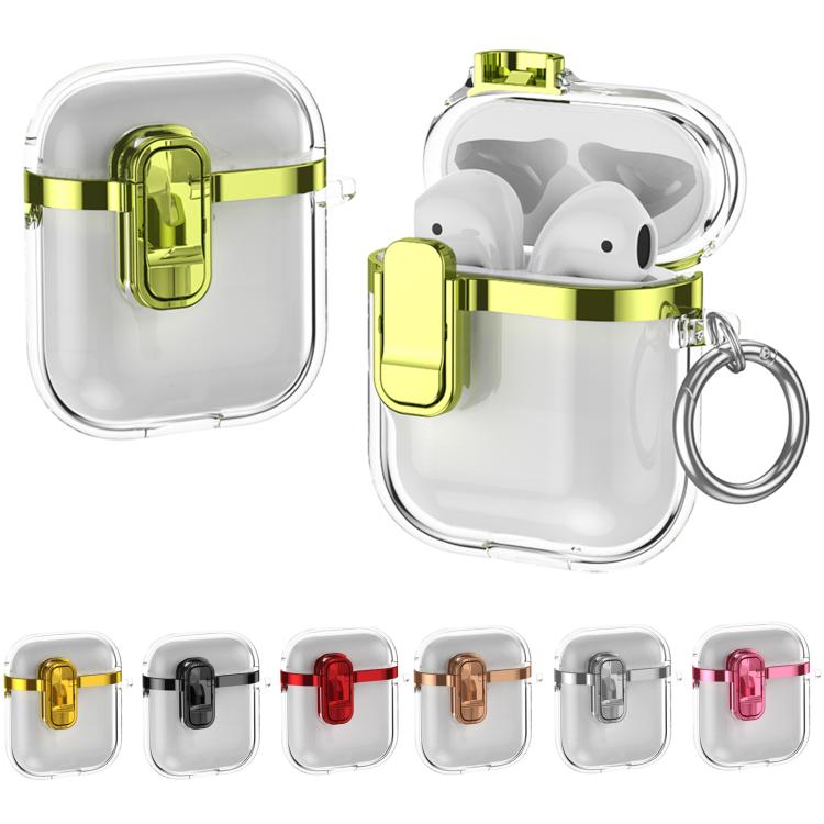 Estuche Transparente Galvanizado Para Auriculares Inalámbricos Airpods 1/2 Con Cierre De Seguridad (Verde Claro)