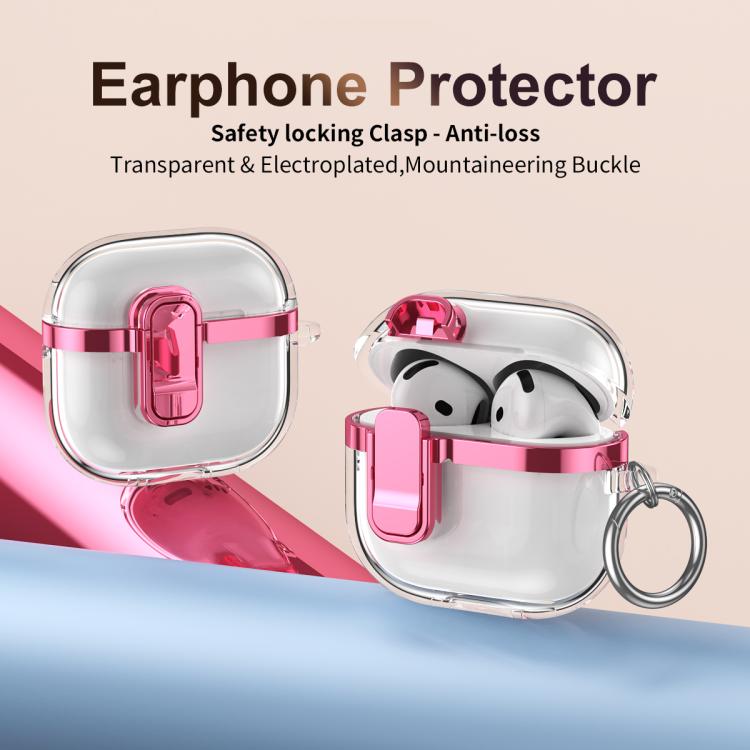 Estuche para Auriculares Inalámbricos Airpods 1/2 Galvanoplastia Transparente Cierre Seguridad (Oro Champán)