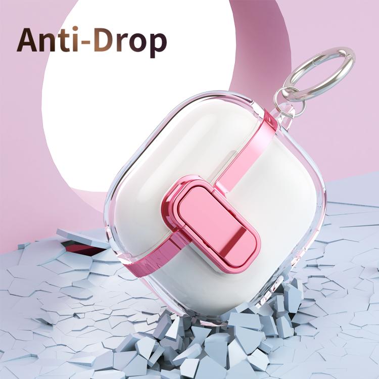 Estuche para Auriculares Inalámbricos Airpods 1/2 Galvanoplastia Transparente Cierre Seguridad (Oro Champán)