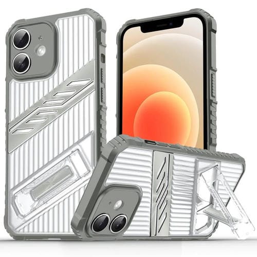 Funda híbrida TPU para iPhone 12 con soporte para PC (Gris Espacial)