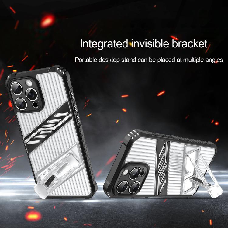 Funda híbrida TPU para iPhone 12 con soporte para PC (Gris y Negro)