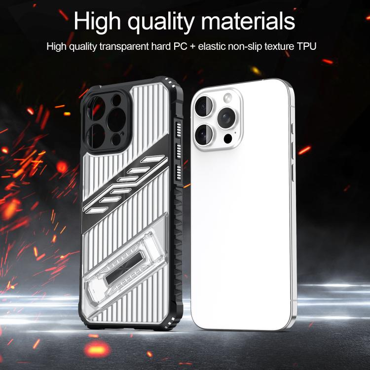 Funda híbrida TPU para iPhone 12 Pro Max con soporte PC (Negro Transparente)