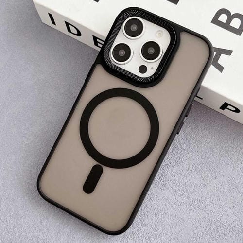 Funda híbrida TPU y PC con marco de Lente de diamante para iPhone 14 Pro Magsafe (Negra)
