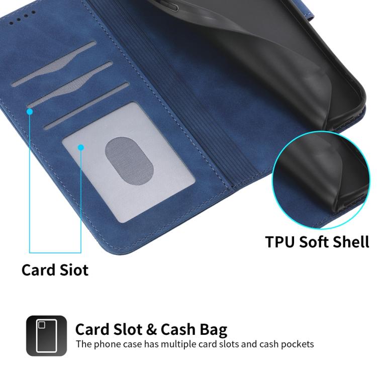 Funda híbrida de Cuero PU y TPU Dierfeng Dream Line para OnePlus 13R / Ace 5 / Ace 5 Pro (Azul)