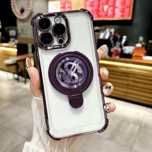 Estuche para Teléfono con Soporte Magsafe para iPhone 16 Pro Max con Película para Lente (Morado)