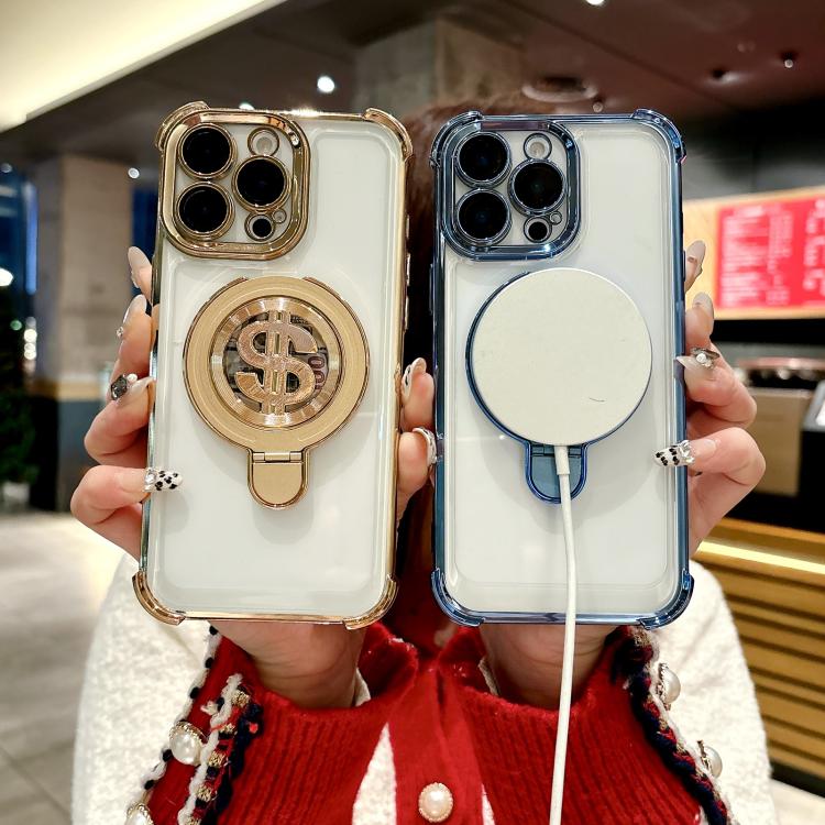 Estuche para Teléfono con Soporte Magsafe para iPhone 11 Pro Max con Película para Lente (Plateado)