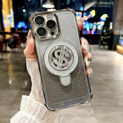 Estuche para Teléfono con Soporte Magsafe y Película para Lente para iPhone 16 Pro (Gris Titanio)