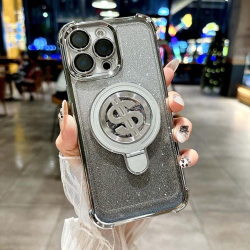 Estuche para Teléfono iPhone 16 Pro con Soporte Magsafe y Película para Lente (Plateado)