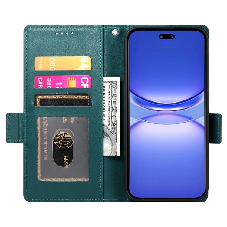 Funda de Cuero Esmerilado con Hebilla Lateral Magnética para Huawei Nova 13 Pro (Verde Oscuro)