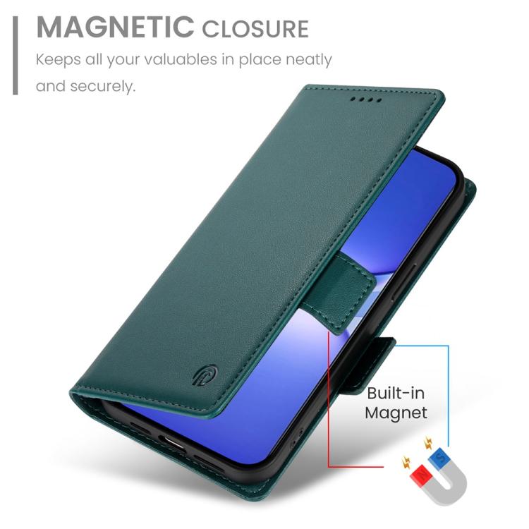 Funda de Cuero Esmerilado con Hebilla Lateral Magnética para Huawei Nova 13 Pro (Verde Oscuro)