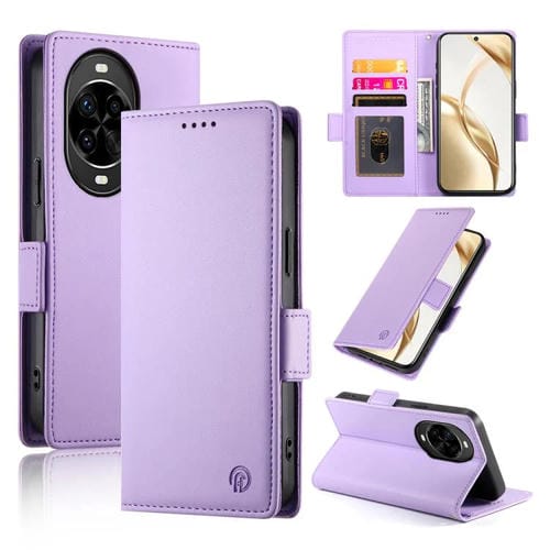 Funda de cuero esmerilado con hebilla lateral magnética para Huawei Nova 14 Pro (morado)