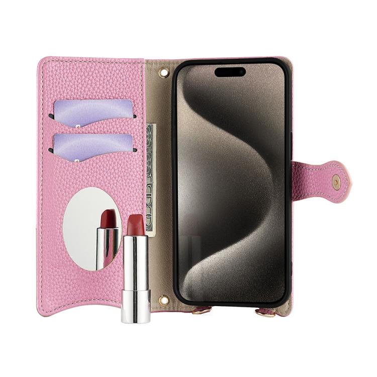 Funda para Teléfono Itel A50 de Piel de Lichi con Diseño Cola de Pez y Cadena Cruzada (Rosa)