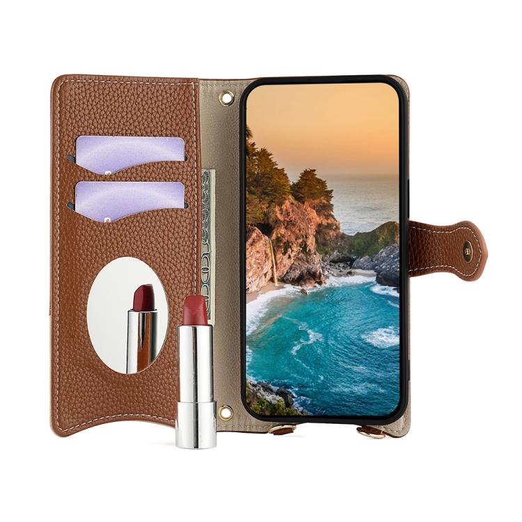 Funda de cuero de lichi con cadena cruzada y cola de pez para Redmi A5 4G (171,7 mm) (marrón)
