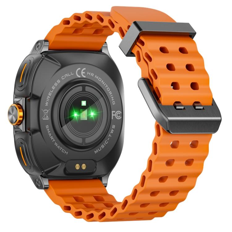 Reloj Inteligente Gt9/8 con Auriculares Bluetooth 2 en 1, Pantalla 1,53 Pulgadas, Resistente al Agua IP67, Monitor de Oxígeno (Negro y Naranja)