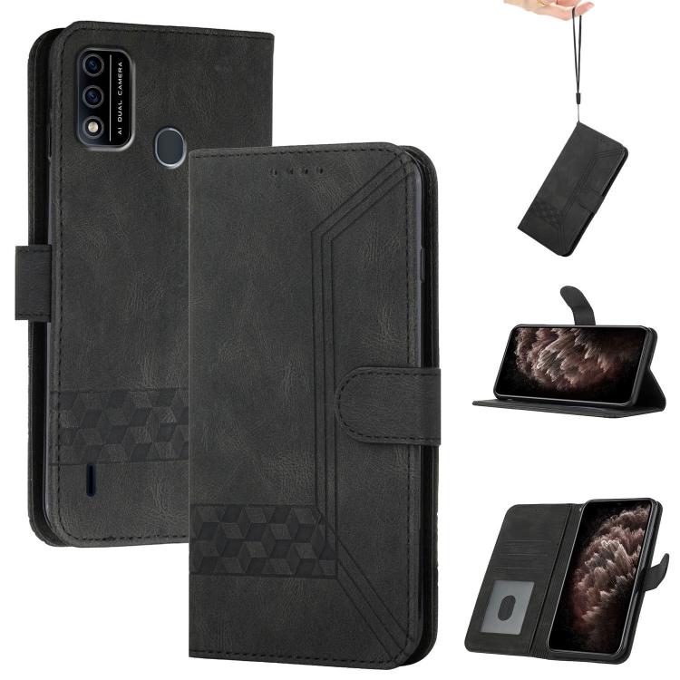 Funda de Cuero con Tapa y Tacto de Piel Cúbica para Teléfono Itel A48 (Negra)
