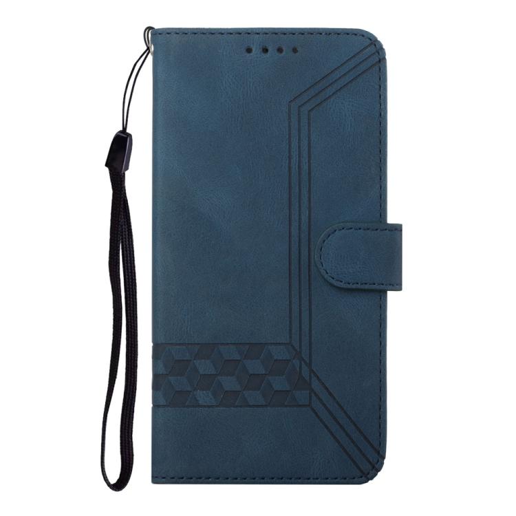 Funda de Cuero con Tapa y Tacto de Piel Cúbica para Itel A80 (Azul)