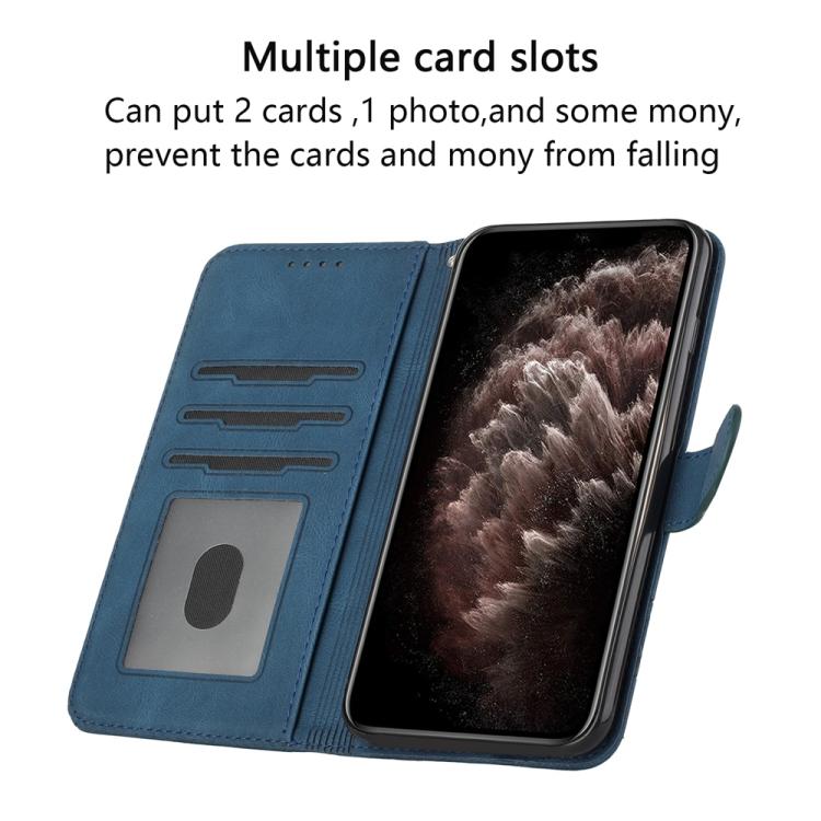 Funda de Cuero con Tapa y Tacto de Piel Cúbica para Itel A80 (Azul)