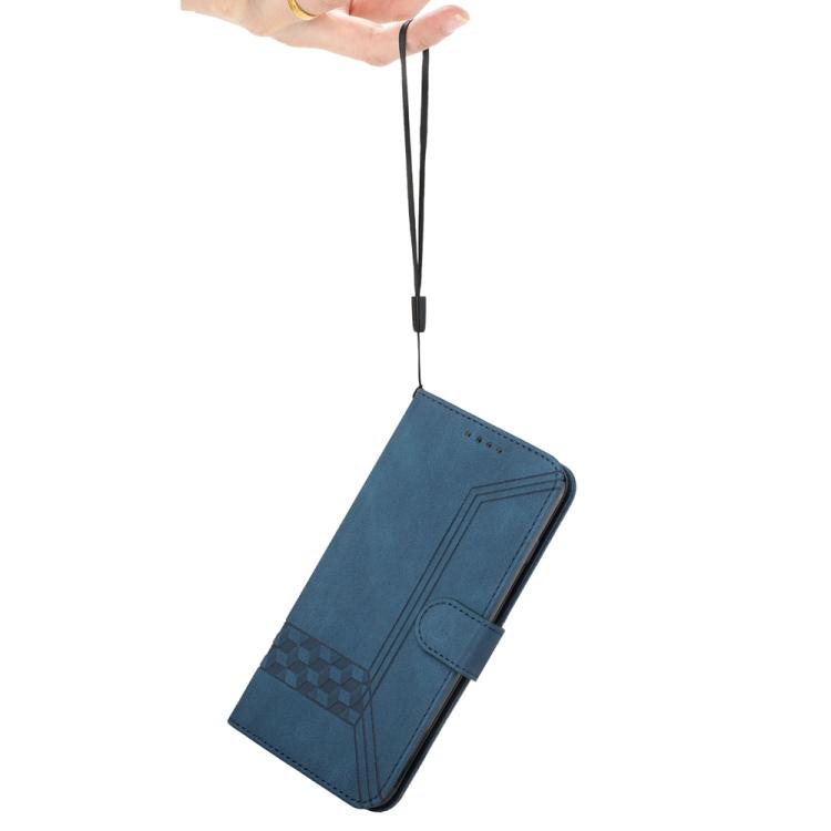 Funda de Cuero con Tapa y Tacto de Piel Cúbica para Itel A80 (Azul)