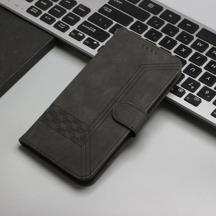 Funda de Cuero con Tapa y Tacto de Piel Cúbica para Itel S25 (Negra)