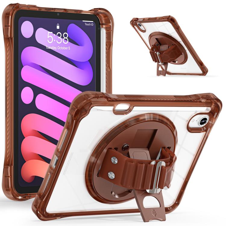 Funda híbrida TPU Transparente con Soporte Giratorio para iPad Mini 2024/Mini 6 (Chocolate)