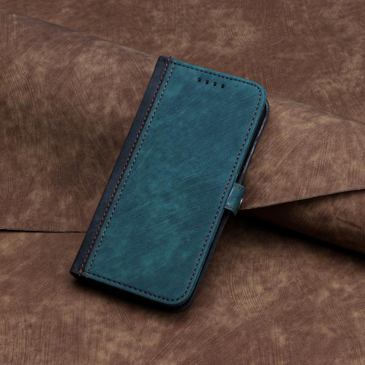 Funda de Cuero para Itel A48 con Correa de Mano y Hebilla Lateral Doble Plegable (Verde Oscuro)