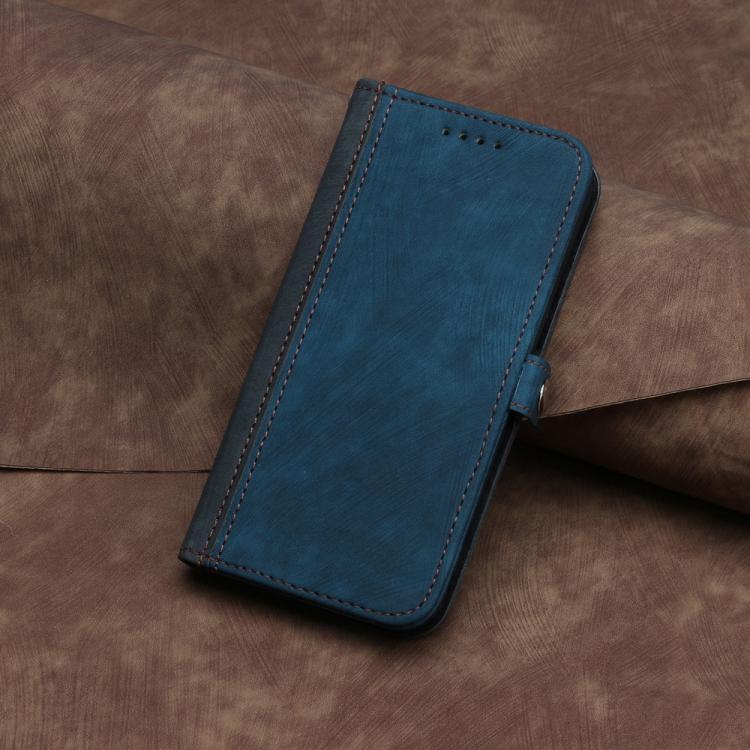 Funda de Cuero para Itel A50C con Correa de Mano y Hebilla Lateral Doble Plegable (Azul)