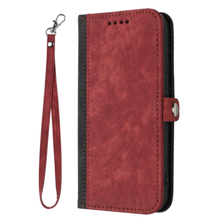Funda de Cuero para Itel A50C con Correa de Mano y Hebilla Lateral Doble Plegable (Rojo)