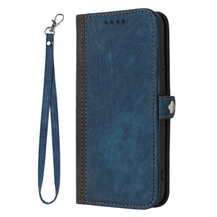Funda de Cuero para Itel A80 con Correa de Mano y Hebilla Lateral Doble Plegable (Azul Real)