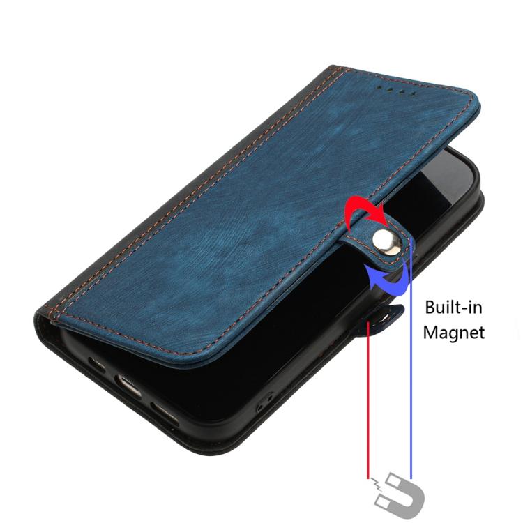 Funda de Cuero para Itel A80 con Correa de Mano y Hebilla Lateral Doble Plegable (Azul Real)